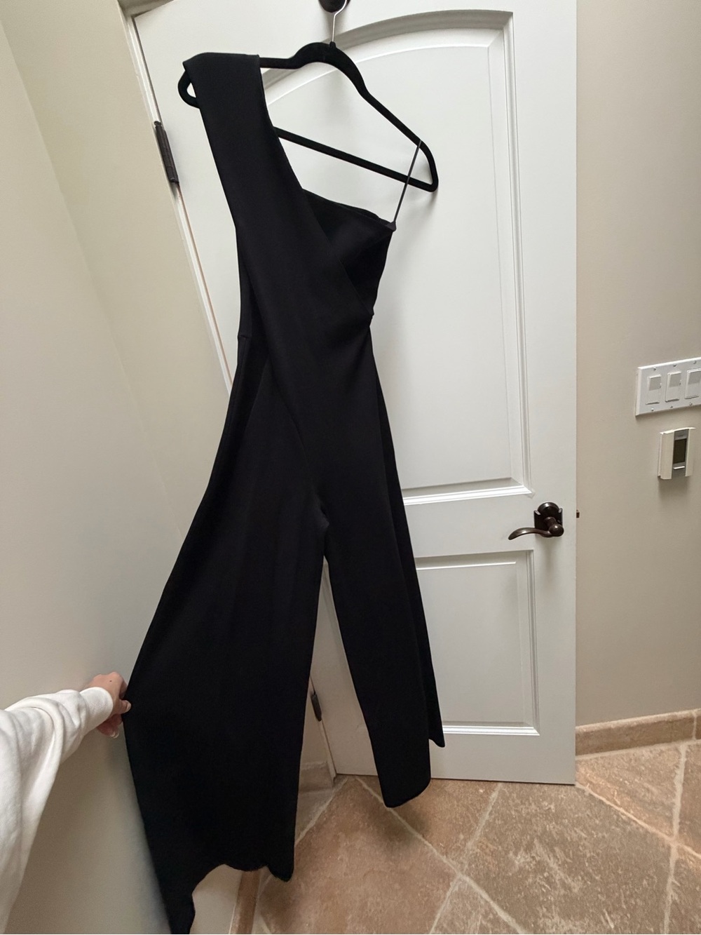 Stella McCartney Black One Shoulder Wide Leg Jumpsuit IT 40